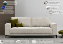 OTTO home 3-Sitzer »OLAND Struktur fein, Sofa, B: 224 cm, Skandi-Design« Struktur, Flachgewebe, Luxus-Microfaser, Boucle