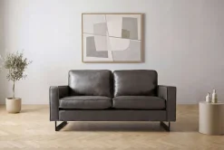 OTTO home 2-Sitzer »Pinto, 166 cm, Cord, Chenille, Lederoptik« mit Keder, schwarze Metallfüße, Wellenunterfederung