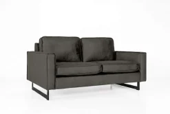 OTTO home 2-Sitzer »Pinto, 166 cm, Cord, Chenille, Lederoptik« mit Keder, schwarze Metallfüße, Wellenunterfederung