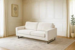 OTTO home 3-Sitzer »Pinto, 206 cm, Cord, Chenille, Lederoptik« mit Keder, schwarze Metallfüße, Wellenunterfederung