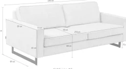 OTTO home 3-Sitzer »Pinto, 206 cm, Cord, Chenille, Lederoptik« mit Keder, schwarze Metallfüße, Wellenunterfederung