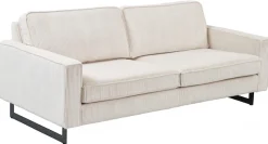 OTTO home 3-Sitzer »Pinto, 206 cm, Cord, Chenille, Lederoptik« mit Keder, schwarze Metallfüße, Wellenunterfederung