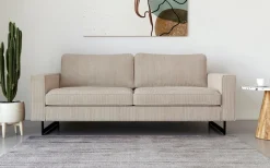 OTTO home 3-Sitzer »Pinto, 206 cm, Cord, Chenille, Lederoptik« mit Keder, schwarze Metallfüße, Wellenunterfederung