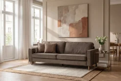 OTTO home 3-Sitzer »Pinto Skandi,Maxi-Ausführung, 236 cm, Chenille, Struktur« mit Keder, Massivholzfüße Eiche geräuchert, Wellenunterfederung