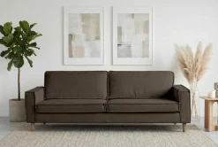 OTTO home 3-Sitzer »Pinto Skandi,Maxi-Ausführung, 236 cm, Chenille, Struktur« mit Keder, Massivholzfüße Eiche geräuchert, Wellenunterfederung