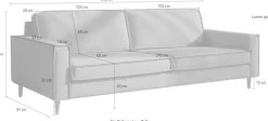 OTTO home 3-Sitzer »Pinto Skandi,Maxi-Ausführung, 236 cm, Chenille, Struktur« mit Keder, Massivholzfüße Eiche geräuchert, Wellenunterfederung