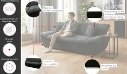 OTTO home 2-Sitzer »Salltum 211 cm breit, formschön, komfortabel« mit Ziernähen in Rücken und im Sitz, pflegeleichter Bezug