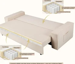 OTTO home 3-Sitzer Schlaffunktion (134/200), Bettkasten, Cord, Unser Tiefpreis