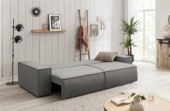 OTTO home 3-Sitzer »SHERWOOD Samtvelours Schlafsofa (257cm)« Schlaffunktion mit Bettkasten (ca. 136/200cm)