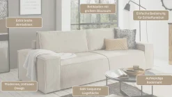 OTTO home 3-Sitzer »SHERWOOD Samtvelours Schlafsofa (257cm)« Schlaffunktion mit Bettkasten (ca. 136/200cm)