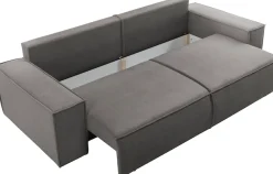 OTTO home 3-Sitzer »SHERWOOD Samtvelours Schlafsofa (257cm)« Schlaffunktion mit Bettkasten (ca. 136/200cm)