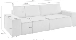OTTO home 3-Sitzer »SHERWOOD Vintage Lederoptik Schlafsofa (257cm)« Schlaffunktion mit Bettkasten (ca. 136/200cm)