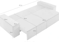 OTTO home 3-Sitzer »SHERWOOD Vintage Lederoptik Schlafsofa (257cm)« Schlaffunktion mit Bettkasten (ca. 136/200cm)