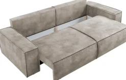 OTTO home 3-Sitzer »SHERWOOD Vintage Lederoptik Schlafsofa (257cm)« Schlaffunktion mit Bettkasten (ca. 136/200cm)
