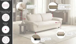 OTTO home 3-Sitzer »Sillkeborg 207 cm, formschönes Sofa mit dunklen Füßen« aus pflegeleichtem, weichem Luxus-Microfaser