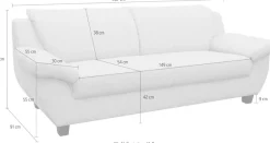 OTTO home 3-Sitzer »Sillkeborg 207 cm, formschönes Sofa mit dunklen Füßen« aus pflegeleichtem, weichem Luxus-Microfaser