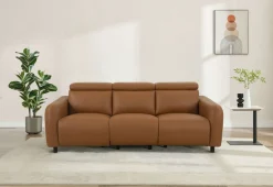 OTTO home 3-Sitzer »SKAANE Lederoptik, 229 cm, manuelle-u. elektrische Relaxfunktion« Relax-Funktion in 2 Sitzen, Kopfteilverstellung, Federkernpolsterung