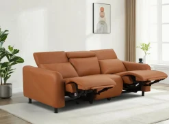 OTTO home 3-Sitzer »SKAANE Lederoptik, 229 cm, manuelle-u. elektrische Relaxfunktion« Relax-Funktion in 2 Sitzen, Kopfteilverstellung, Federkernpolsterung