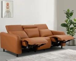 OTTO home 3-Sitzer »SKAANE Lederoptik, 229 cm, manuelle-u. elektrische Relaxfunktion« Relax-Funktion in 2 Sitzen, Kopfteilverstellung, Federkernpolsterung