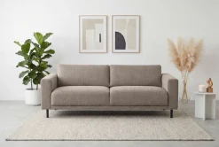 OTTO home 3-Sitzer »Sveeva, B.214 cm, schwarze Metallfüße« langlebiger Webstoff, mit Wellenunterfederung, viele Farben