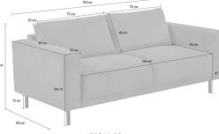 OTTO home 2,5-Sitzer »Sveeva, Kompaktsofa, B.183 cm, schwarze Metallfüße« langlebiger Webstoff, mit Wellenunterfederung, viele Farben