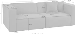 OTTO home 3-Sitzer »Tammie« Breite 222 cm, Webstoff fein, bodentief, mit Wellenunterfederung