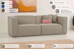 OTTO home 3-Sitzer »Tammie« Breite 222 cm, Webstoff fein, bodentief, mit Wellenunterfederung
