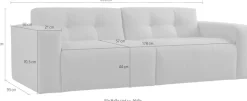 OTTO home 3-Sitzer »Tapley« Breite 220 cm,Boucle, Struktur fein, mit Knopfsteppung, bodentief