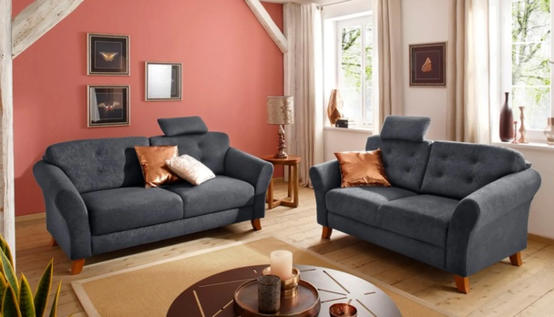 OTTO home 3-Sitzer »Trondheim« mit Federkern, Knopfheftung im Rücken