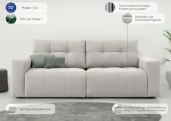 OTTO home 3-Sitzer »Turnon, Lounge-sofa, Breite 220 cm« Chenille, mit Knopf- und Doppelsteppung, elegantes Aussehen