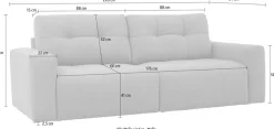 OTTO home 3-Sitzer »Turnon, Lounge-sofa, Breite 220 cm« Chenille, mit Knopf- und Doppelsteppung, elegantes Aussehen
