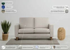 OTTO home 2-Sitzer »Tvinno« im skandinavischen Stil, mit Massivholzfüßen, Breite 155 cm