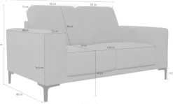 OTTO home 2-Sitzer »Xander« Breite 164 cm, Webstoff, Soft-Touch Chenille, schwarze Metallfüße