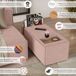 OTTO home Sofaelement »HAILY Tisch für das Modulsofa, Maße B/T/H: 45/100/37 cm« als Modul oder separat verwendbar, mit Steckfach und Ablagefläche