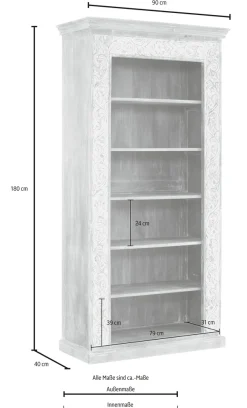 OTTO home Standregal »Malati« mit dekorativen Fräsungen, Höhe 180 cm