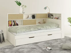 OTTO home Stauraumbett »Amance, Kopfteil beidseitig montierbar, stabil und langlebig, Stauraum« Außenmaße B/T/H: 110,2/220,1/106,9 cm,FSC® zertifiziert, inklusive Lattenrost,Made in EU,Massivholz + MDF