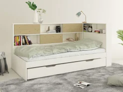 OTTO home Stauraumbett »Amance, Kopfteil beidseitig montierbar, stabil und langlebig, Stauraum« Außenmaße B/T/H: 110,2/220,1/106,9 cm,FSC® zertifiziert, inklusive Lattenrost,Made in EU,Massivholz + MDF
