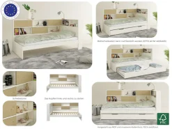 OTTO home Stauraumbett »Amance, Kopfteil beidseitig montierbar, stabil und langlebig, Stauraum« Außenmaße B/T/H: 110,2/220,1/106,9 cm,FSC® zertifiziert, inklusive Lattenrost,Made in EU,Massivholz + MDF