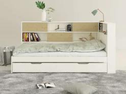 OTTO home Stauraumbett »Amance, Kopfteil beidseitig montierbar, stabil und langlebig, Stauraum« Außenmaße B/T/H: 110,2/220,1/106,9 cm,FSC® zertifiziert, inklusive Lattenrost,Made in EU,Massivholz + MDF