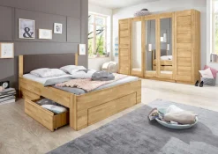 OTTO home Stauraumbett »Bernett« aus massiver Buche, mit Stauraumschubladen