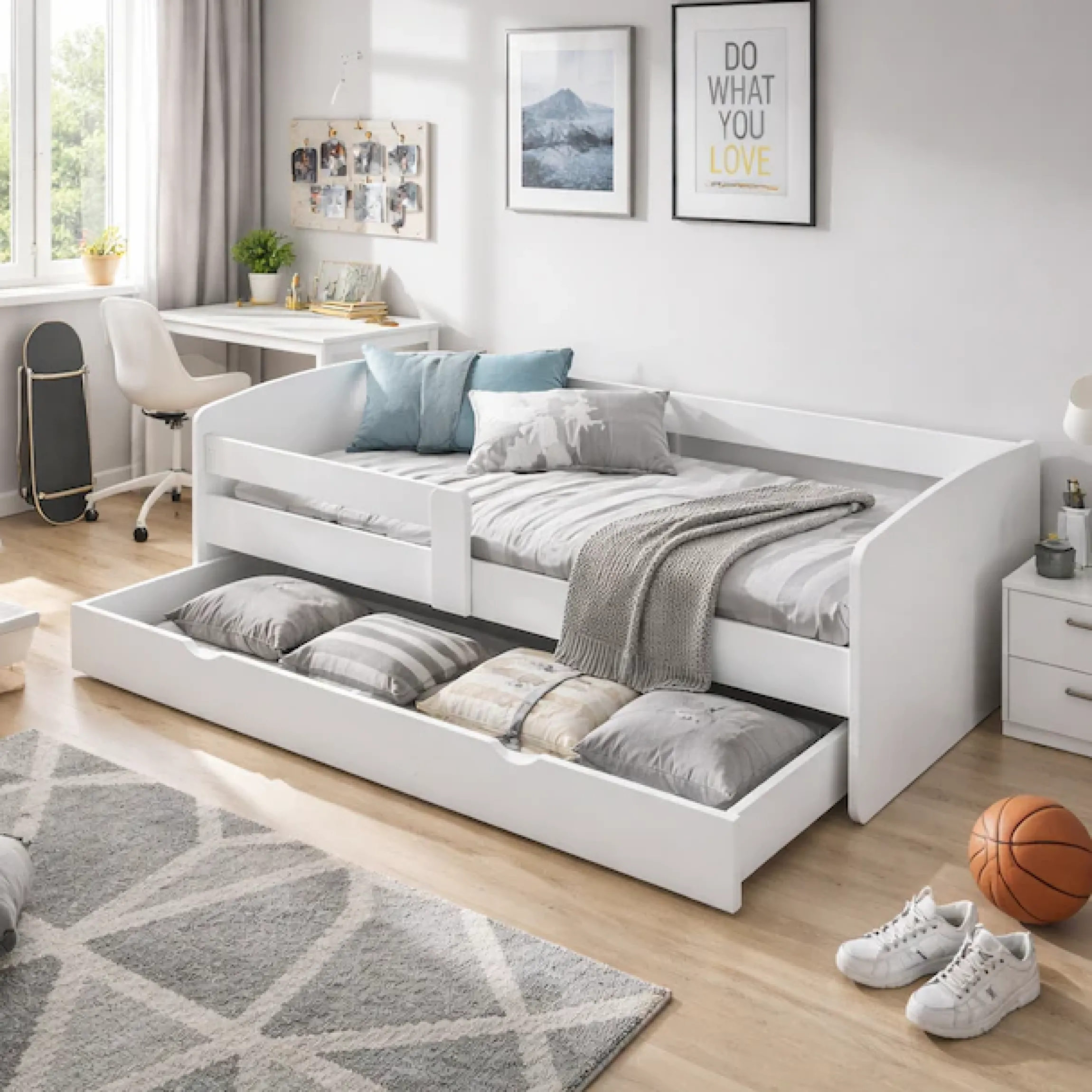 OTTO home Stauraumbett »Cocolino, Daybett, Stauraumbett, Kinderbett, Einzelbett, Funktionsbett« mit Lattenrost, ausziehbarer Schublade, Liegefläche 90 x 200 cm