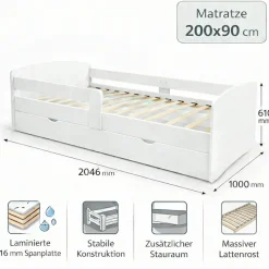 OTTO home Stauraumbett »Cocolino, Daybett, Stauraumbett, Kinderbett, Einzelbett, Funktionsbett« mit Lattenrost, ausziehbarer Schublade, Liegefläche 90 x 200 cm