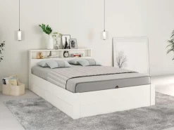OTTO home Stauraumbett »MAREILLES, Bett, Made in Europe, FSC® zertifiziertes Massivholz« 140x200cm und 180x200cm,Massivholz, Hebemechanismus, Stauraum im Kopfteil und unter dem Bett