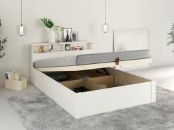 OTTO home Stauraumbett »MAREILLES, Bett, Made in Europe, FSC® zertifiziertes Massivholz« 140x200cm und 180x200cm,Massivholz, Hebemechanismus, Stauraum im Kopfteil und unter dem Bett