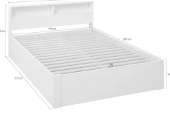 OTTO home Stauraumbett »MAREILLES, Bett, Made in Europe, FSC® zertifiziertes Massivholz« 140x200cm und 180x200cm,Massivholz, Hebemechanismus, Stauraum im Kopfteil und unter dem Bett