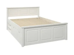 OTTO home Stauraumbett »SVEA – Landhausstil, Massivholz-Kiefer & Lattenrost inklusive« Liegefläche 140x200cm,2 Schubladen + offene Fächer, FSC® zertifiziert, Made in Europe