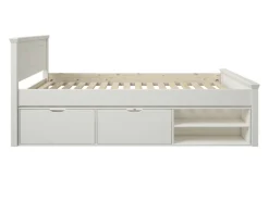 OTTO home Stauraumbett »SVEA – Landhausstil, Massivholz-Kiefer & Lattenrost inklusive« Liegefläche 140x200cm,2 Schubladen + offene Fächer, FSC® zertifiziert, Made in Europe