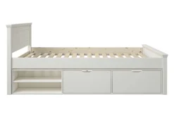 OTTO home Stauraumbett »SVEA – Landhausstil, Massivholz-Kiefer & Lattenrost inklusive« Liegefläche 140x200cm,2 Schubladen + offene Fächer, FSC® zertifiziert, Made in Europe