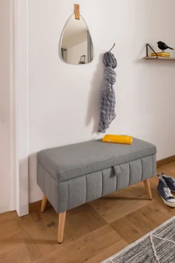 OTTO home Truhenbank »AMIRA Sitzbank mit Stauraum, Maße B/T/H: 81/36/43 cm« mit Staufach, in 3 Bezugsqualitäten mit feiner Steppung