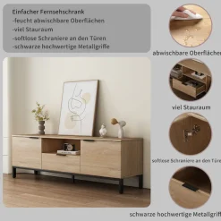 OTTO home TV-Board »Jorinde« Melaminoberfläche, flexibler Stauraum und robustes Metallgestell